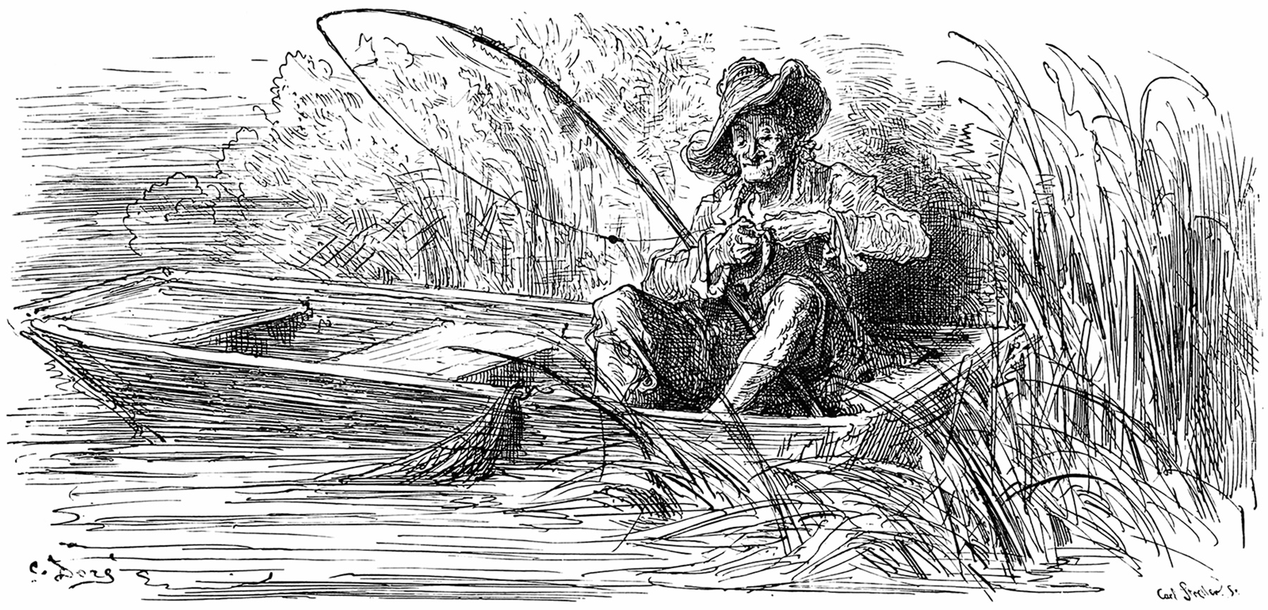 Le petit Poisson et le Pêcheur - Illustration de Gustave Doré