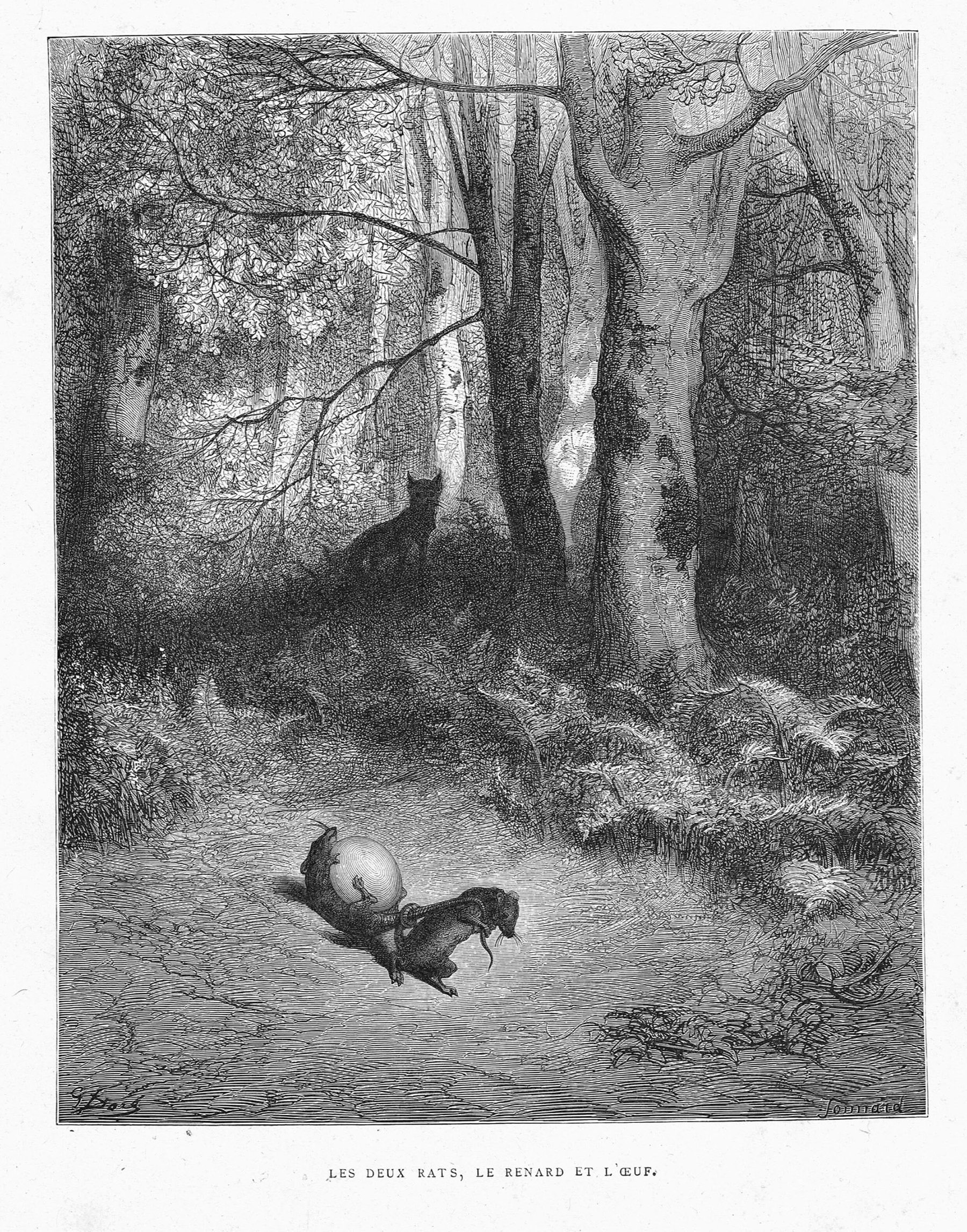 Les Deux Rats Le Renard et lŒuf de Jean de La Fontaine dans - Illustration de Gustave Doré